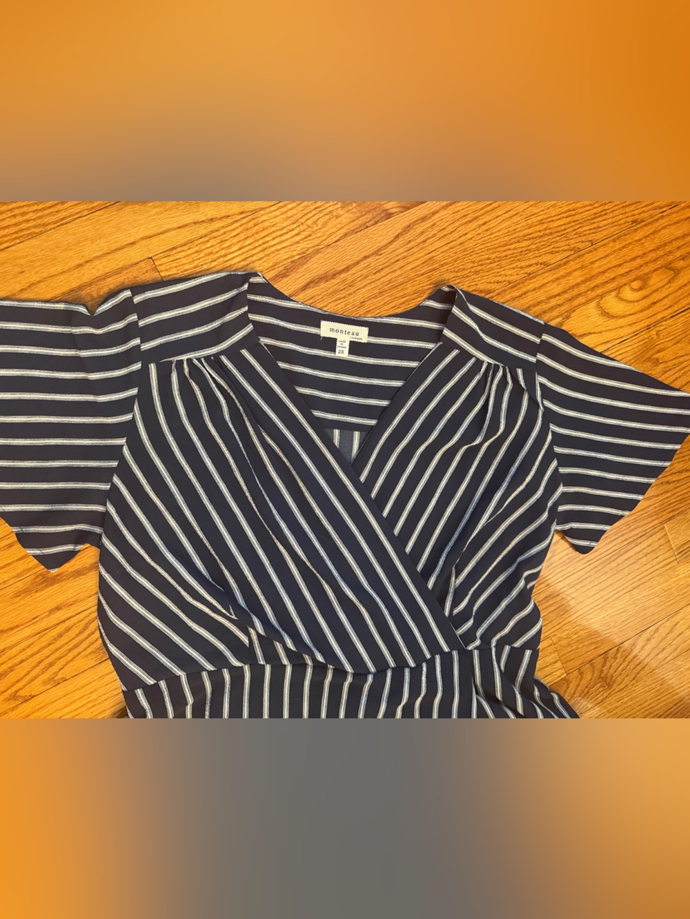 New w/o tags! Monteau Navy and White Striped dress - Picture 3 of 4